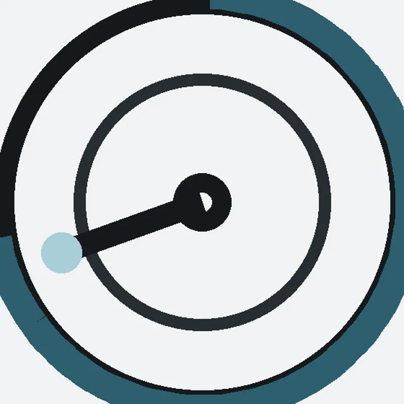 Close detail of tick-arc clock geometry used as the timer mark.